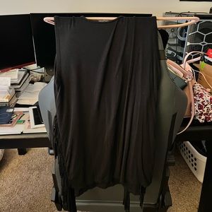Black tank top with fringe at the bottom